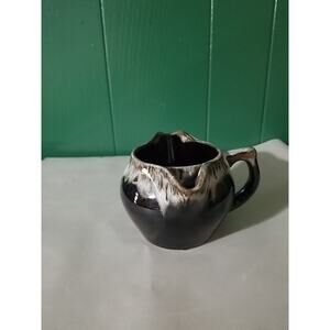 Vintage Brown Drip Glaze Stoneware Double Spout Gravy Boat